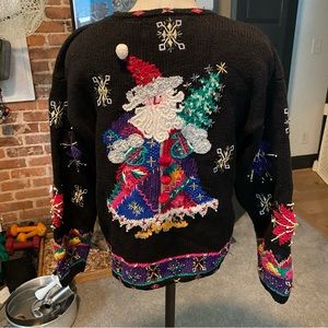 Belle pointe vintage Christmas winter chenille sweater intarsia nostalgic
